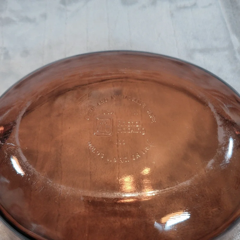 Anchor Hocking‎ Fire King Oval Casserole Dish Amber Glass w Lid 433 1.5 Vintage